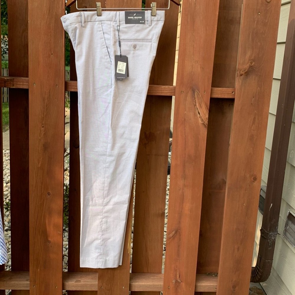 NWT French Designer Daniel Hechter Men's Slacks Pants Size 30 x 30 Light Grey